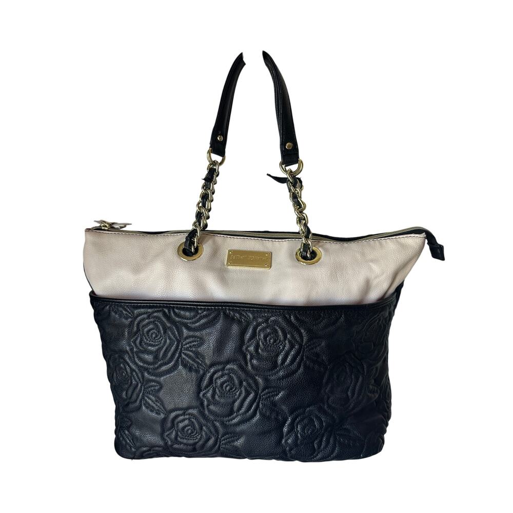 VTG Betsey Johnson Embossed Rose Tote – Y2K Chic Meets Edgy Romance